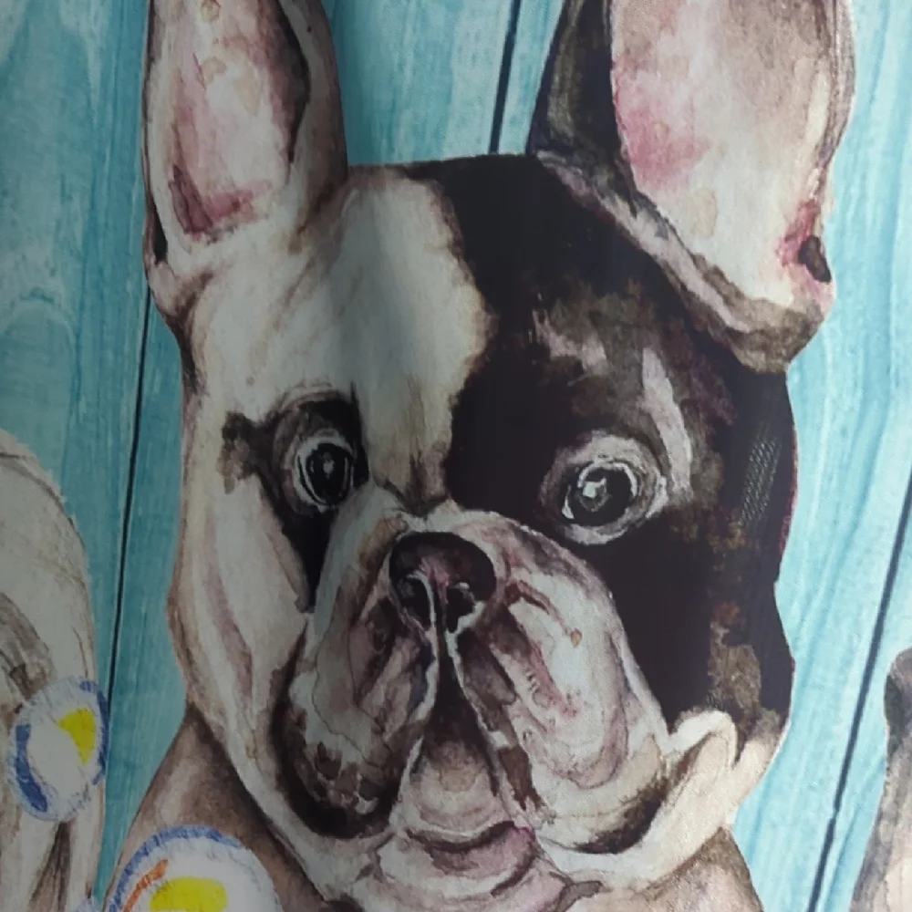 Cute Dog Shower Curtain with Blue and Pink Accents